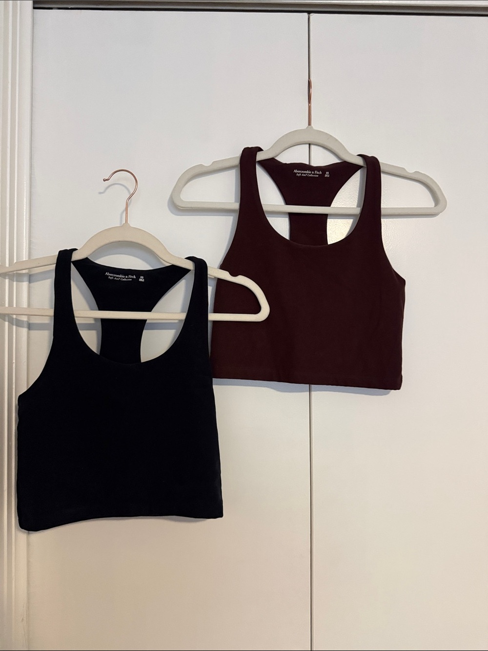 Abercrombie & Fitch Cropped Racerback Tanks - Black & Burgundy